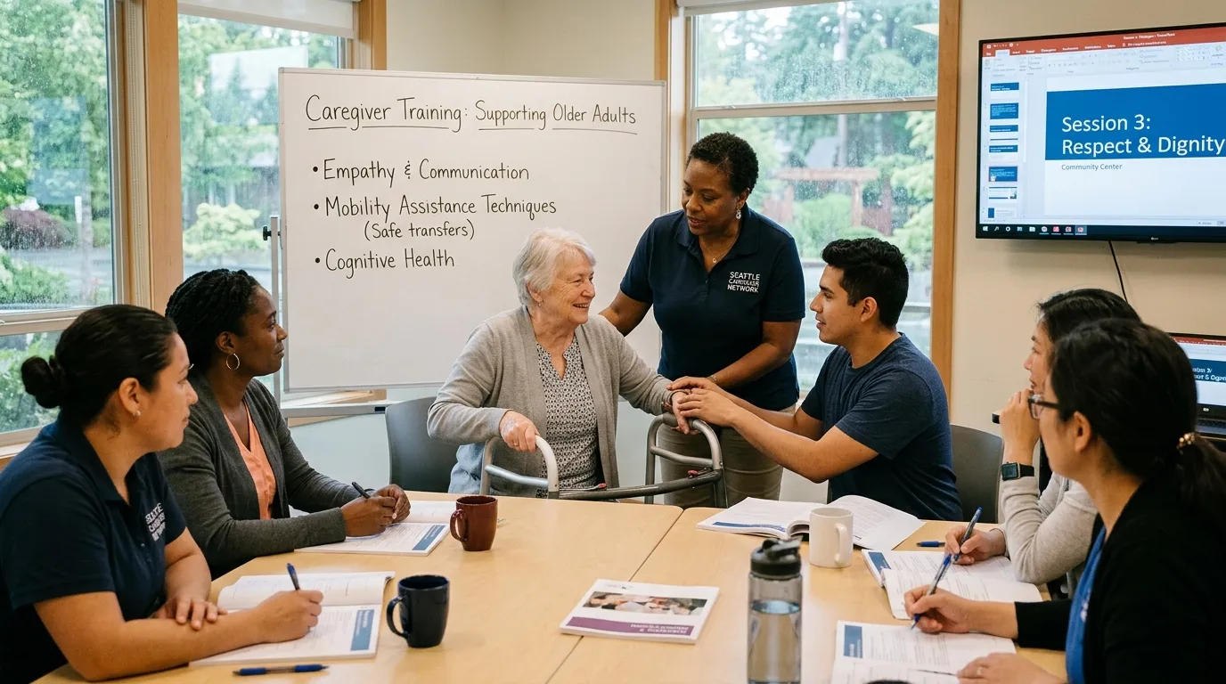 Care staff in training